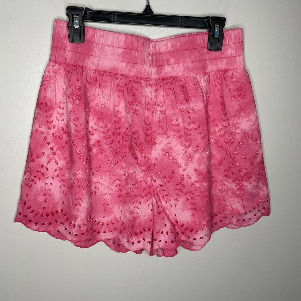 GENERATION LOVE Shorts Womens Large L Barbie Pink Eyelet NEW Scalloped Hem
